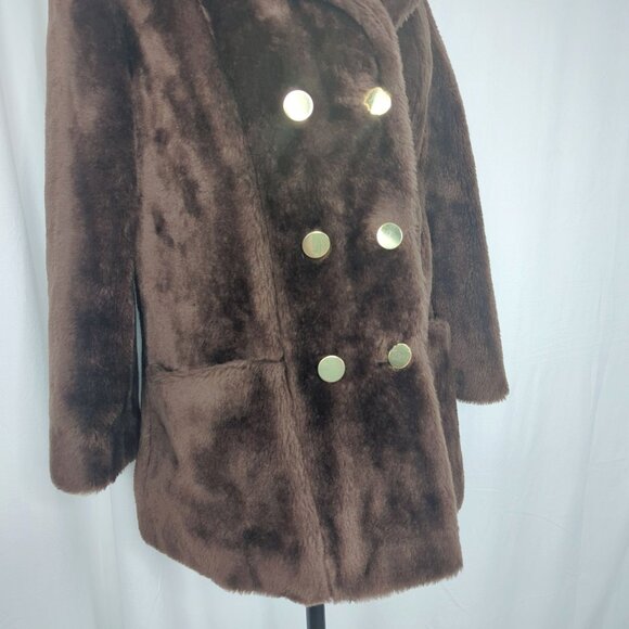 Vintage Sears Faux Fur Coat Small Brown - Picture 3 of 9